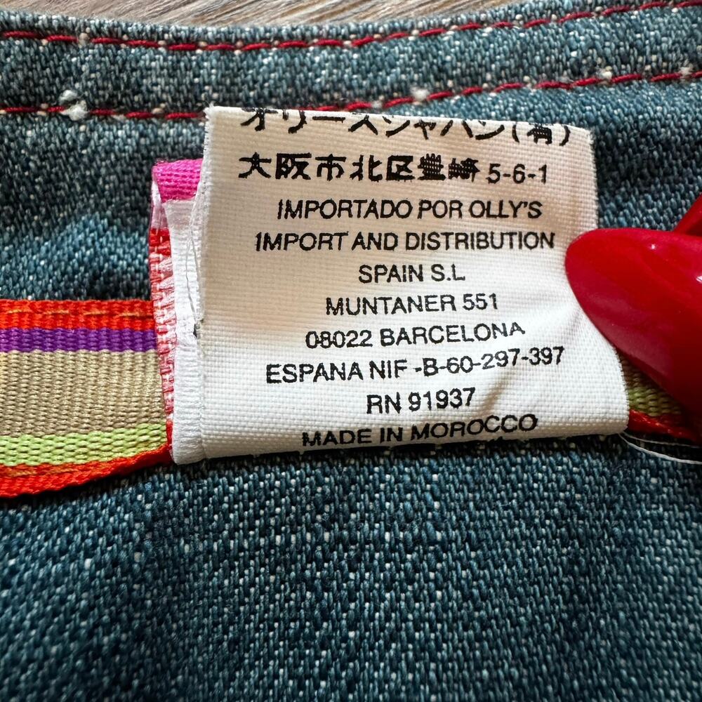 Oilily Y2K Denim Cargo Patchwork Button Down Artsy Fairy Skirt Floral Whimsy 6 - Picture 4 of 11